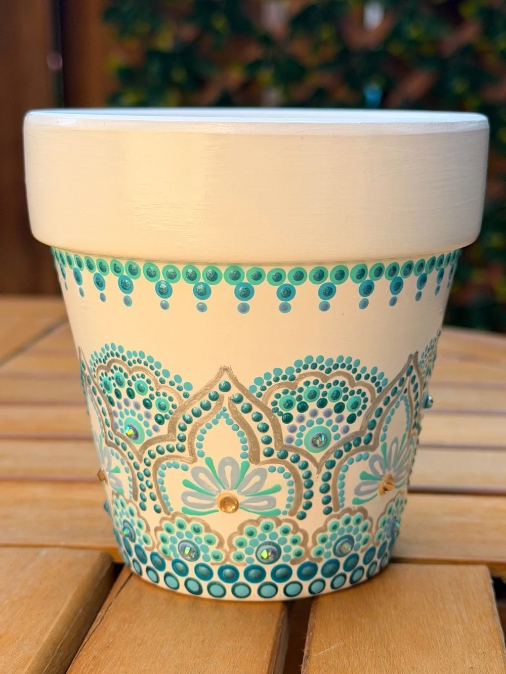 Hand Painted Dot Mandala Clay Pot 4